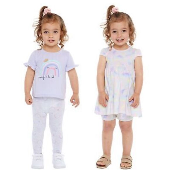 Pekkle Infant 8- piece clothing purple rainbow and pink toucan set 12 month - Picture 2 of 14